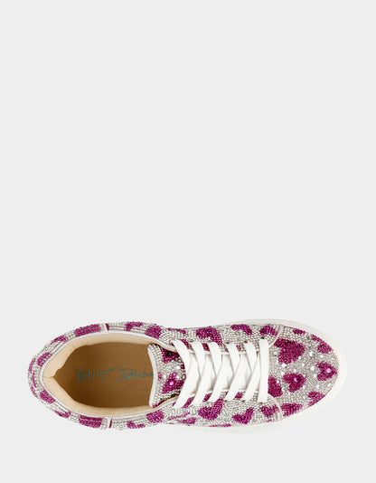 Betsey Johnson Great Value - SIDNY FUCHSIA HEARTS Rhinestone Sneaker