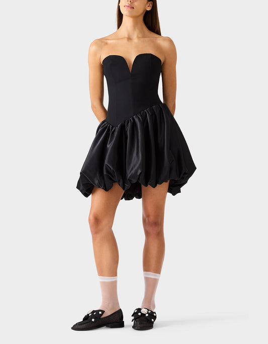 Betsey Johnson Hot Sale - BUBBLE SOIREE DRESS BLACK Women's Black Bubble Hem Strapless Mini Dress