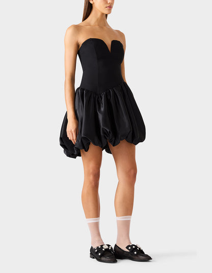 Betsey Johnson Hot Sale - BUBBLE SOIREE DRESS BLACK Women's Black Bubble Hem Strapless Mini Dress
