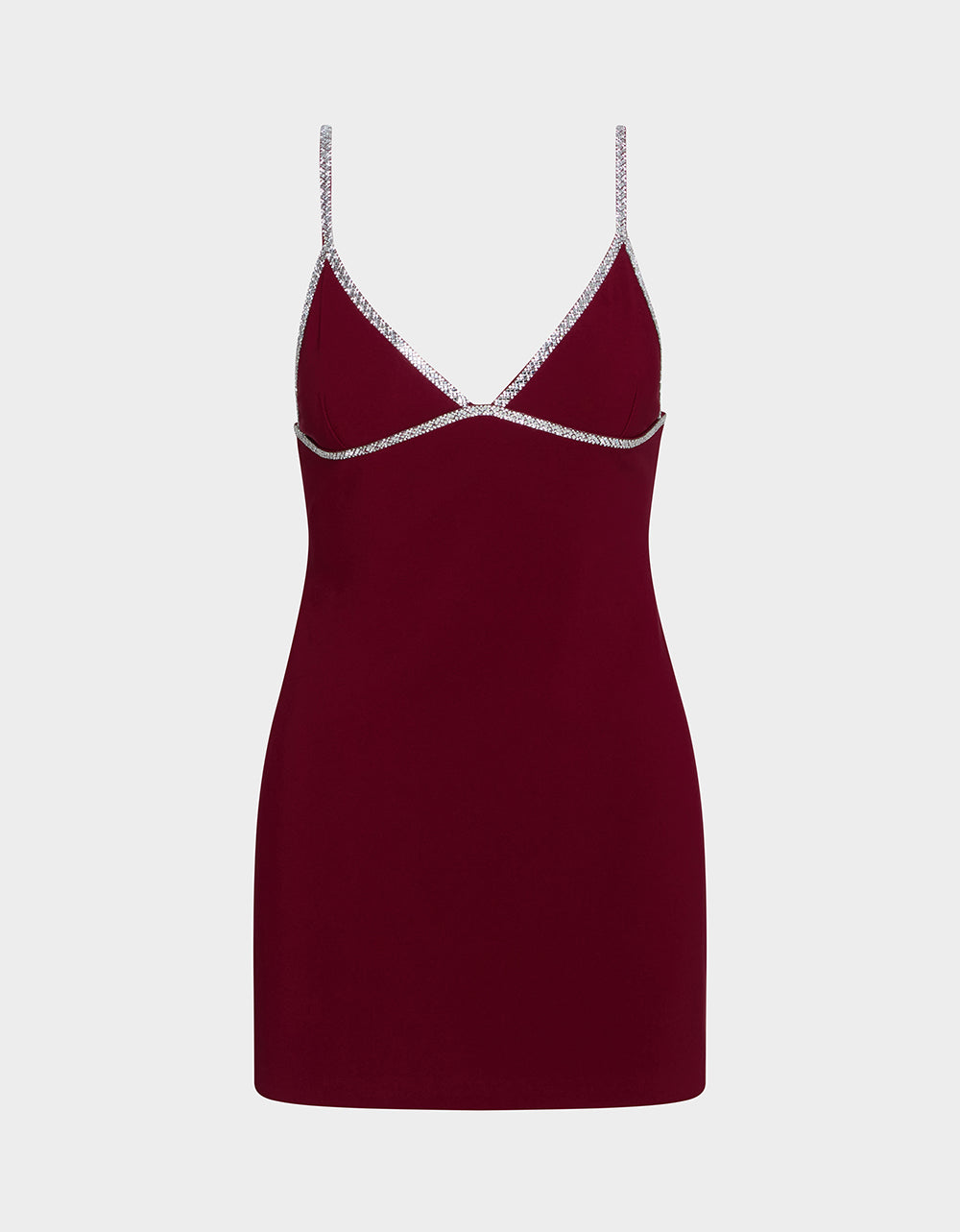 Betsey Johnson New - CRYSTAL SLIP DRESS WINE Women's Burgundy Wine Mini Dress with Rhinestone Details