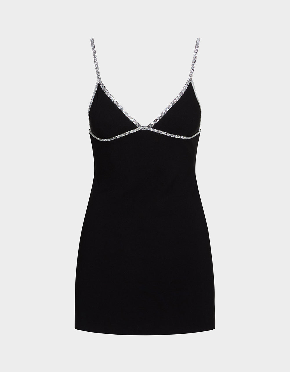 Betsey Johnson Premium - CRYSTAL SLIP DRESS BLACK Women's Black Mini Dress with Rhinestone Details