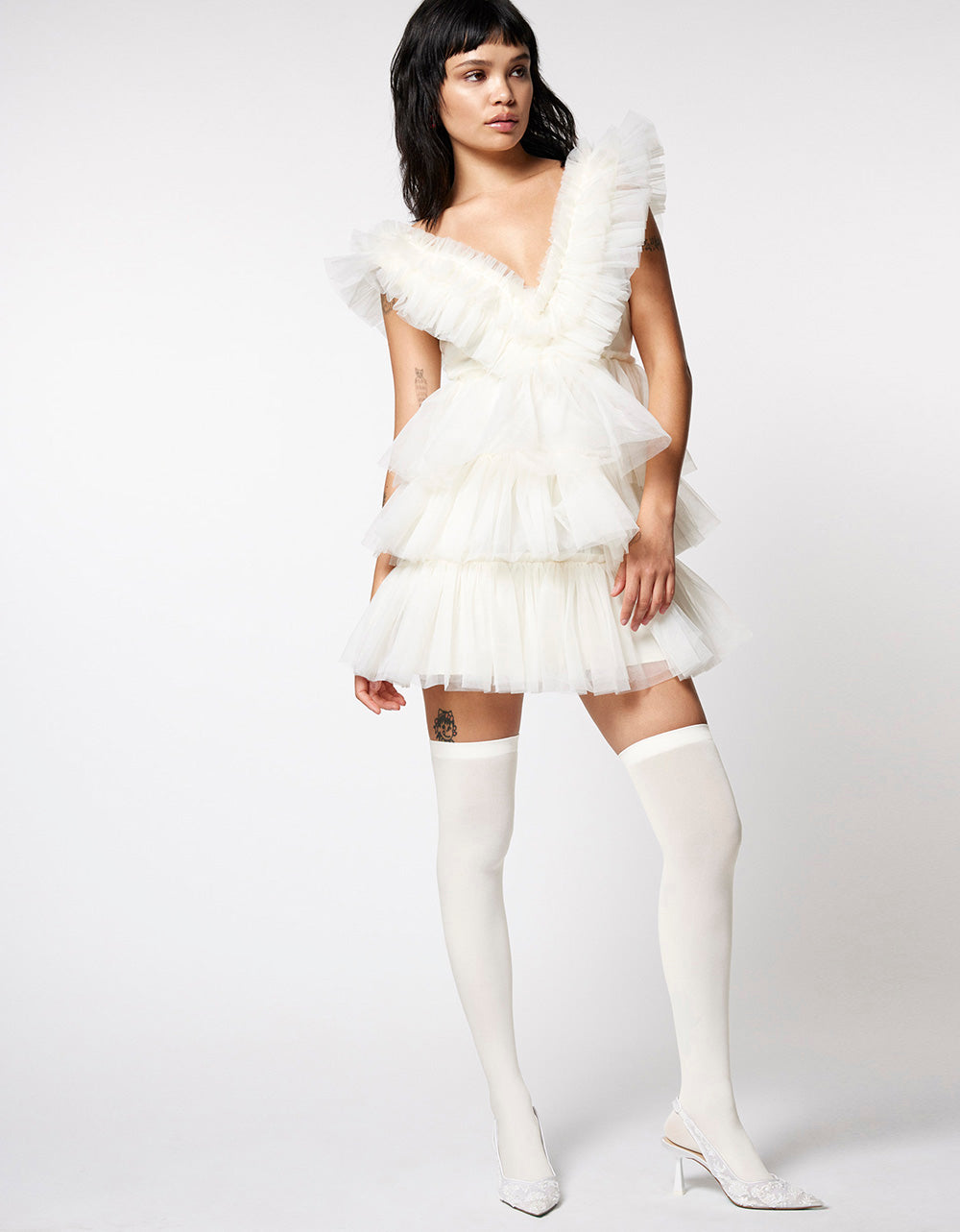 Betsey Johnson Special Offer - BETSEYS TIERED TULLE DRESS CREAM Mini Formal Women's Dress