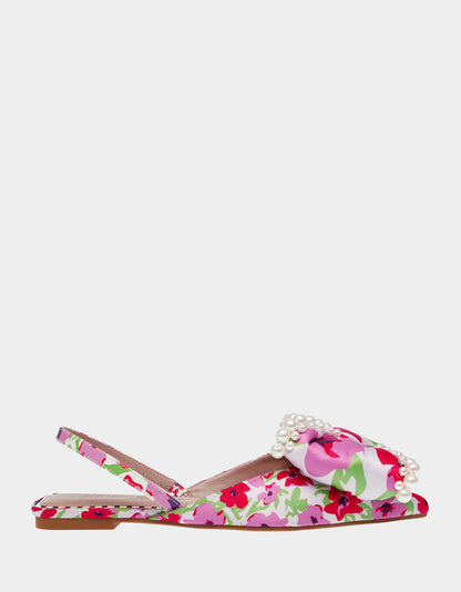 Betsey Johnson Discount - CAMILO WHITE MULTI Floral Slingback Flats