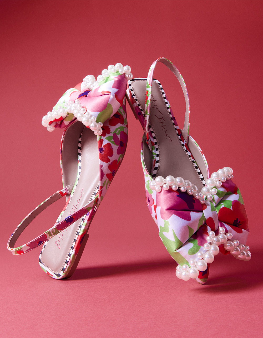 Betsey Johnson Discount - CAMILO WHITE MULTI Floral Slingback Flats