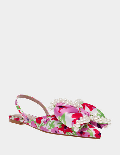 Betsey Johnson Discount - CAMILO WHITE MULTI Floral Slingback Flats