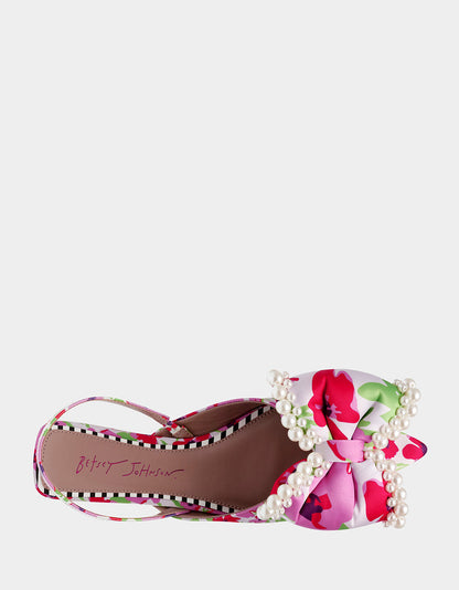 Betsey Johnson Discount - CAMILO WHITE MULTI Floral Slingback Flats