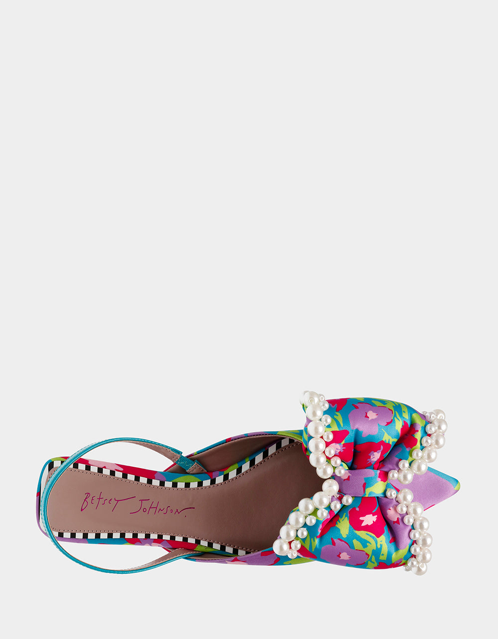 Betsey Johnson Exclusive - CAMILO TEAL MULTI Floral Slingback Flats