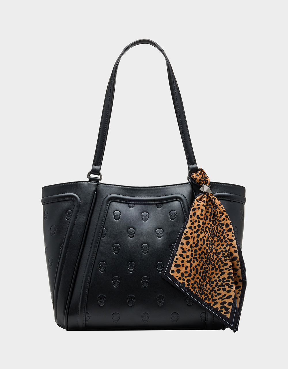Betsey Johnson Classic - SKULLICIOUS TOTE WITH SCARF BLACK Women's Black Skull Tote Handbag