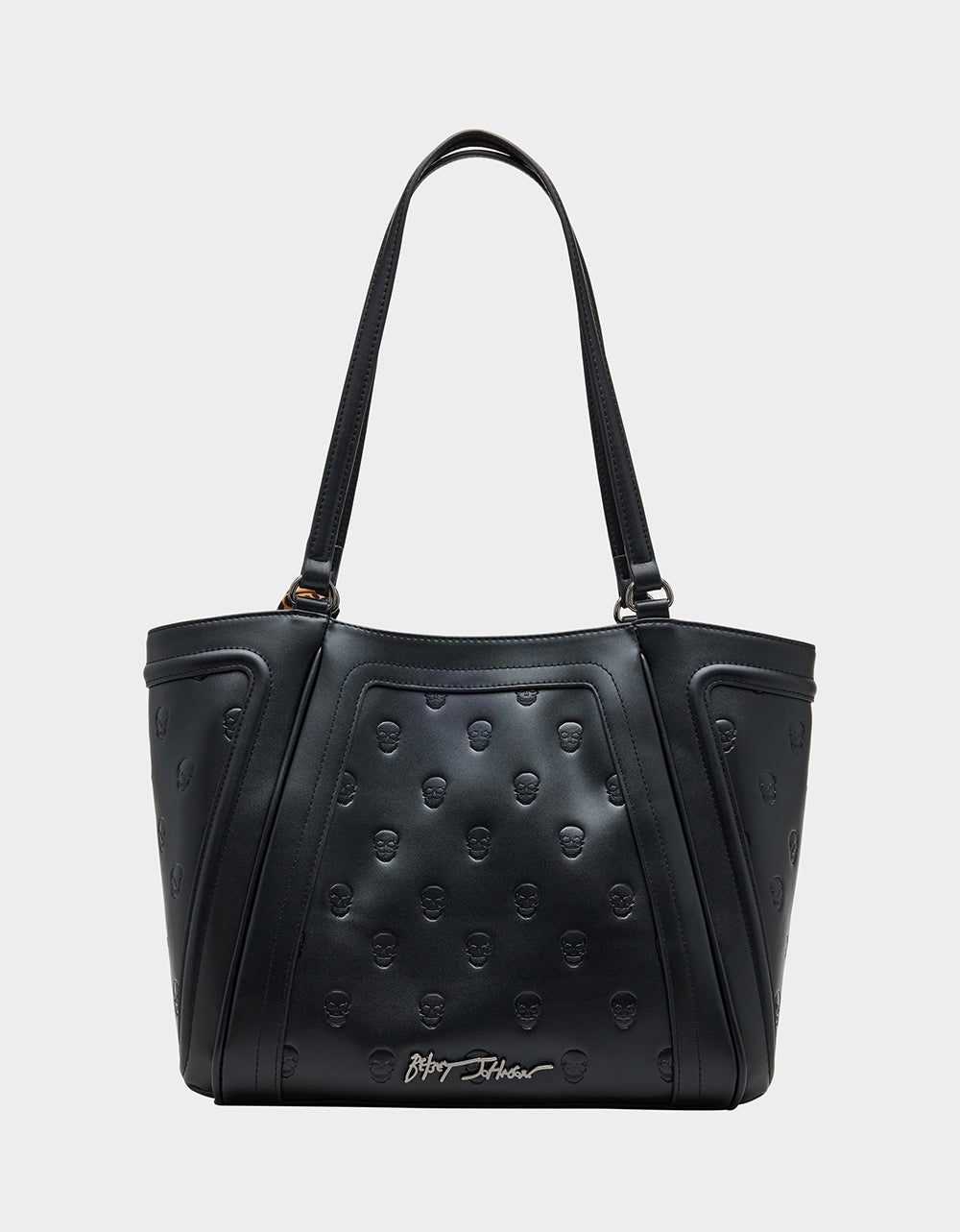 Betsey Johnson Classic - SKULLICIOUS TOTE WITH SCARF BLACK Women's Black Skull Tote Handbag