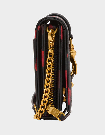 Betsey Johnson Hot Sale - KISSES WALLET ON CHAIN BLACK/MULTI Women's Valentine's Day Lip Kisses Wallet