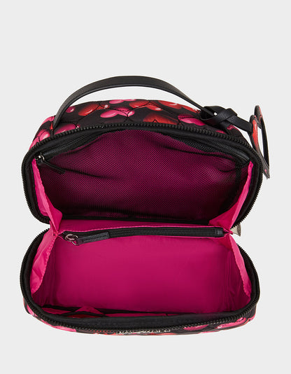 Betsey Johnson Best Price - LOAF COSMETIC CASE WITH MIRROR BLACK/MULTI Women's Heart Print Travel Cosmetic Case