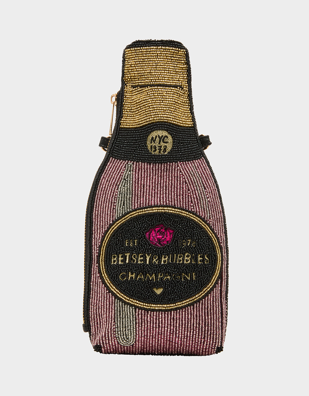 Betsey Johnson Discount - KITSCH BUBBLES SHOULDER BAG PINK Women's Valentine's Day Champagne Bubble Beaded Shoulder Handbag