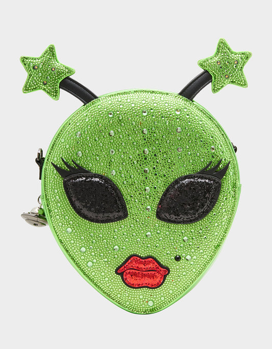 Betsey Johnson Sale - KITSCH OUT OF YOUR ORBIT GREEN Women's Alien Kitsch Crossbody Handbag