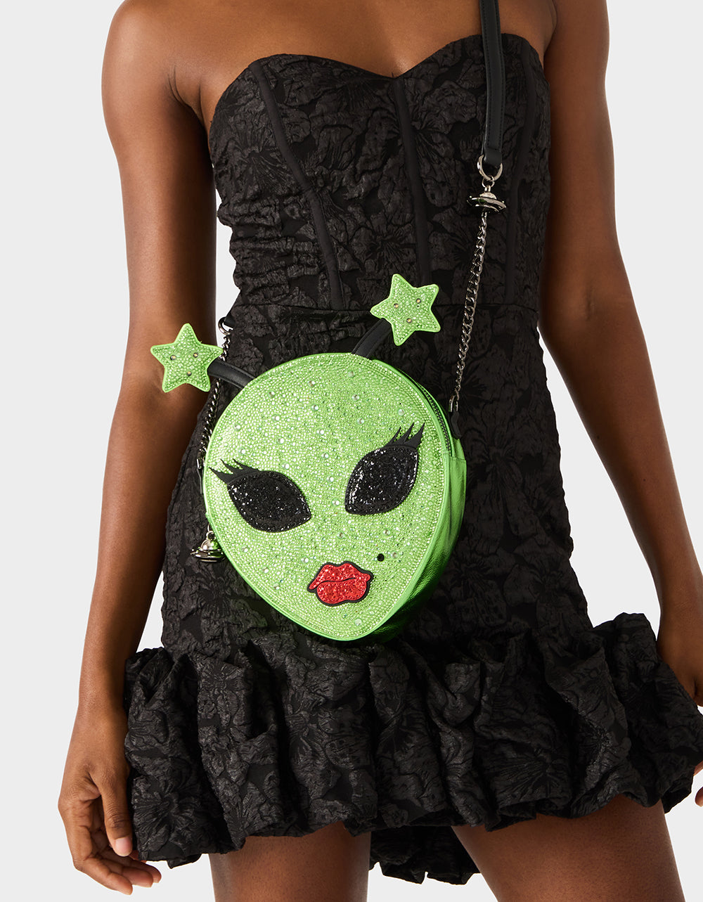 Betsey Johnson Sale - KITSCH OUT OF YOUR ORBIT GREEN Women's Alien Kitsch Crossbody Handbag