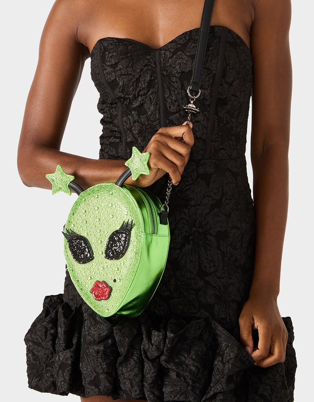 Betsey Johnson Sale - KITSCH OUT OF YOUR ORBIT GREEN Women's Alien Kitsch Crossbody Handbag