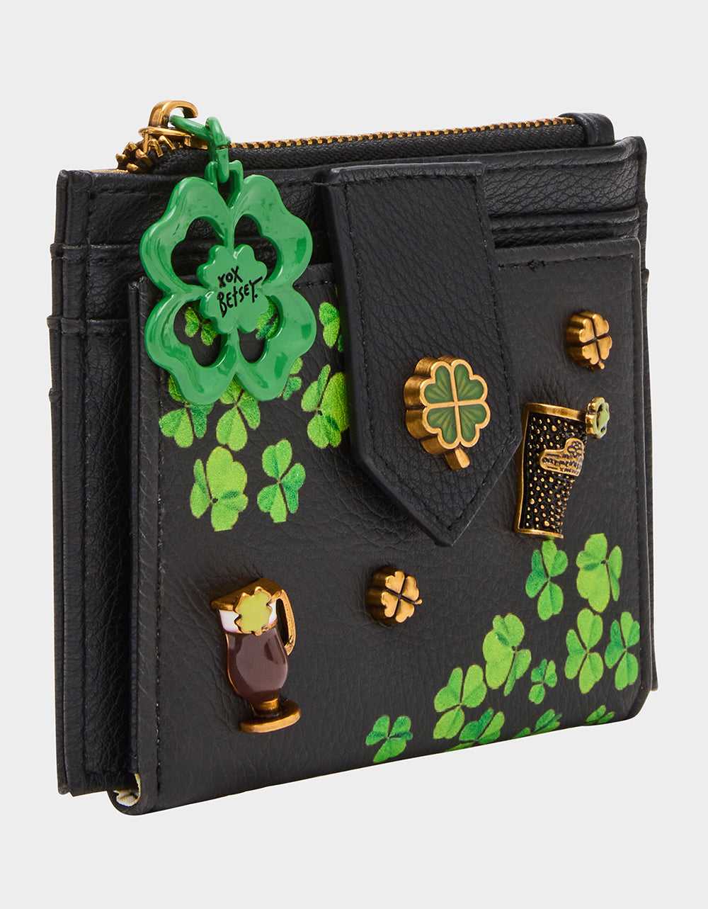 Betsey Johnson Discount - BLARNEY WALLET BLACK/MULTI Women's St.Patrick's Day Clover Wallet