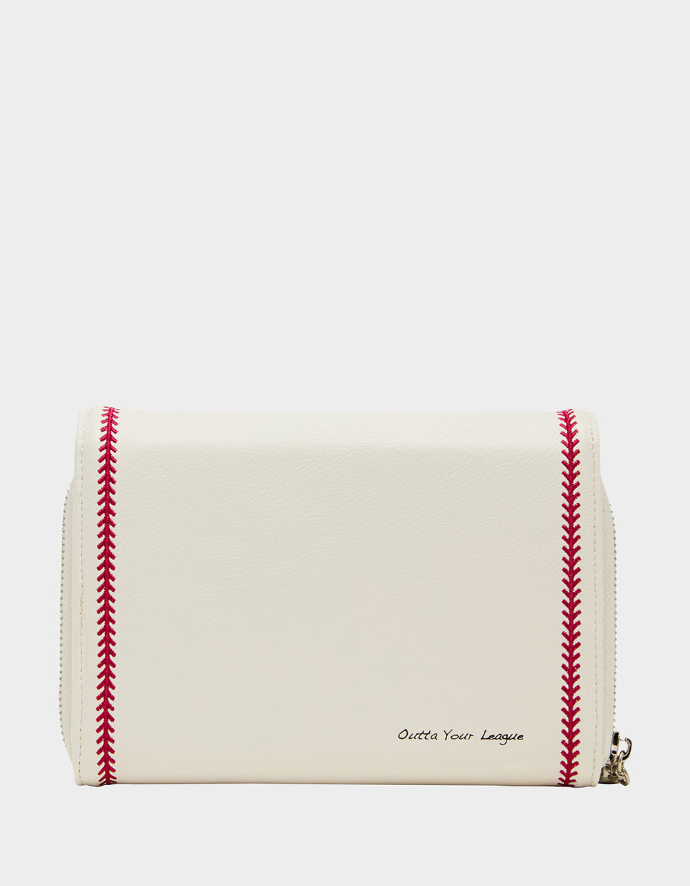 Betsey Johnson Latest - GRAND SLAM WALLET ON CHAIN CREAM Women's Baseball-Themed Rhinestone Embellished Wallet on Chain Crossbody Handbag