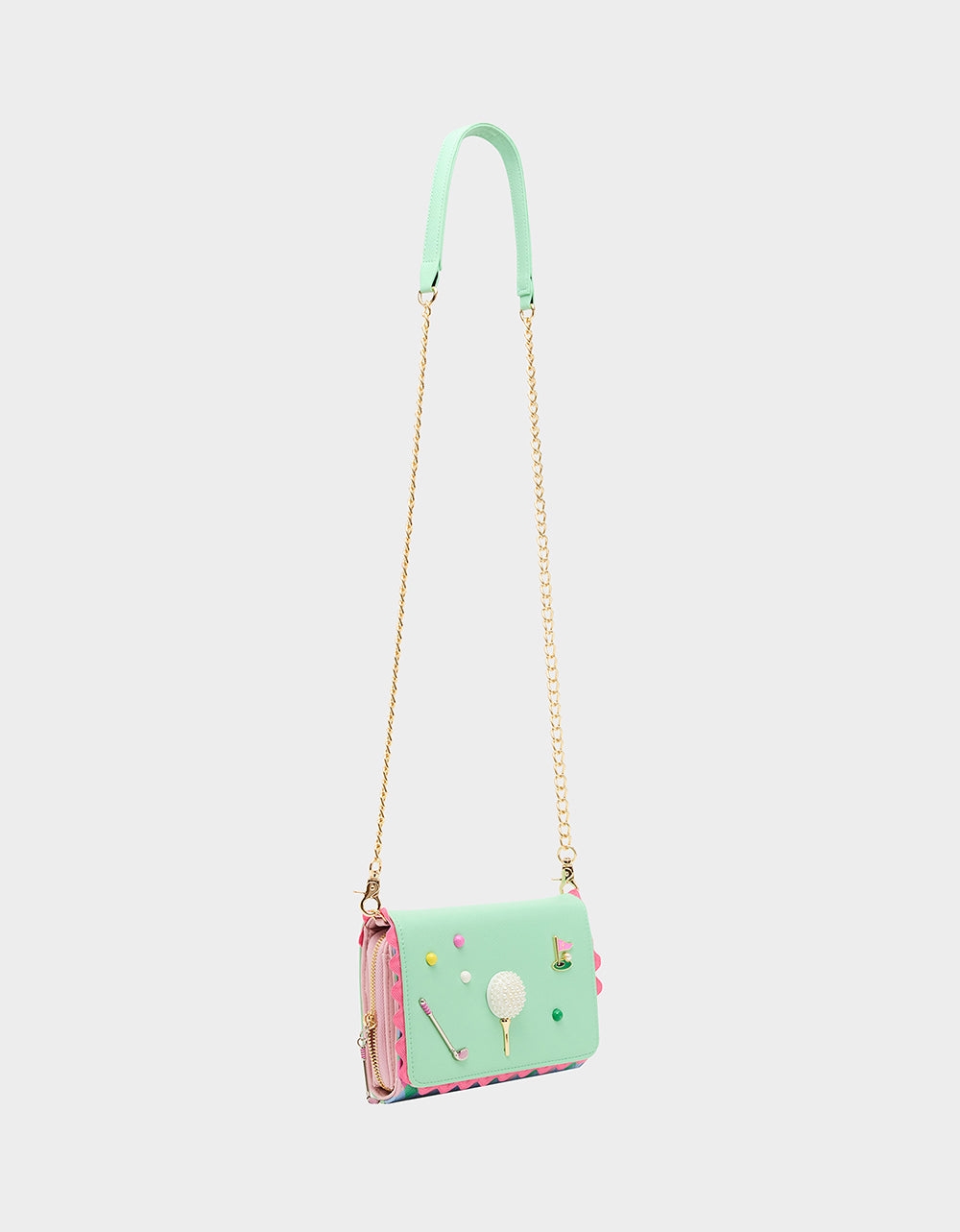 Betsey Johnson Latest - GONE CLUBBING WALLET ON CHAIN MULTI Golf Crossbody Women's Wallet Handbag