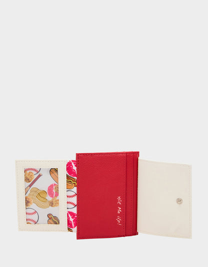 Betsey Johnson Special Offer - PLAYING THE FIELD WALLET CREAM Bifold Baseball Women's Wallet