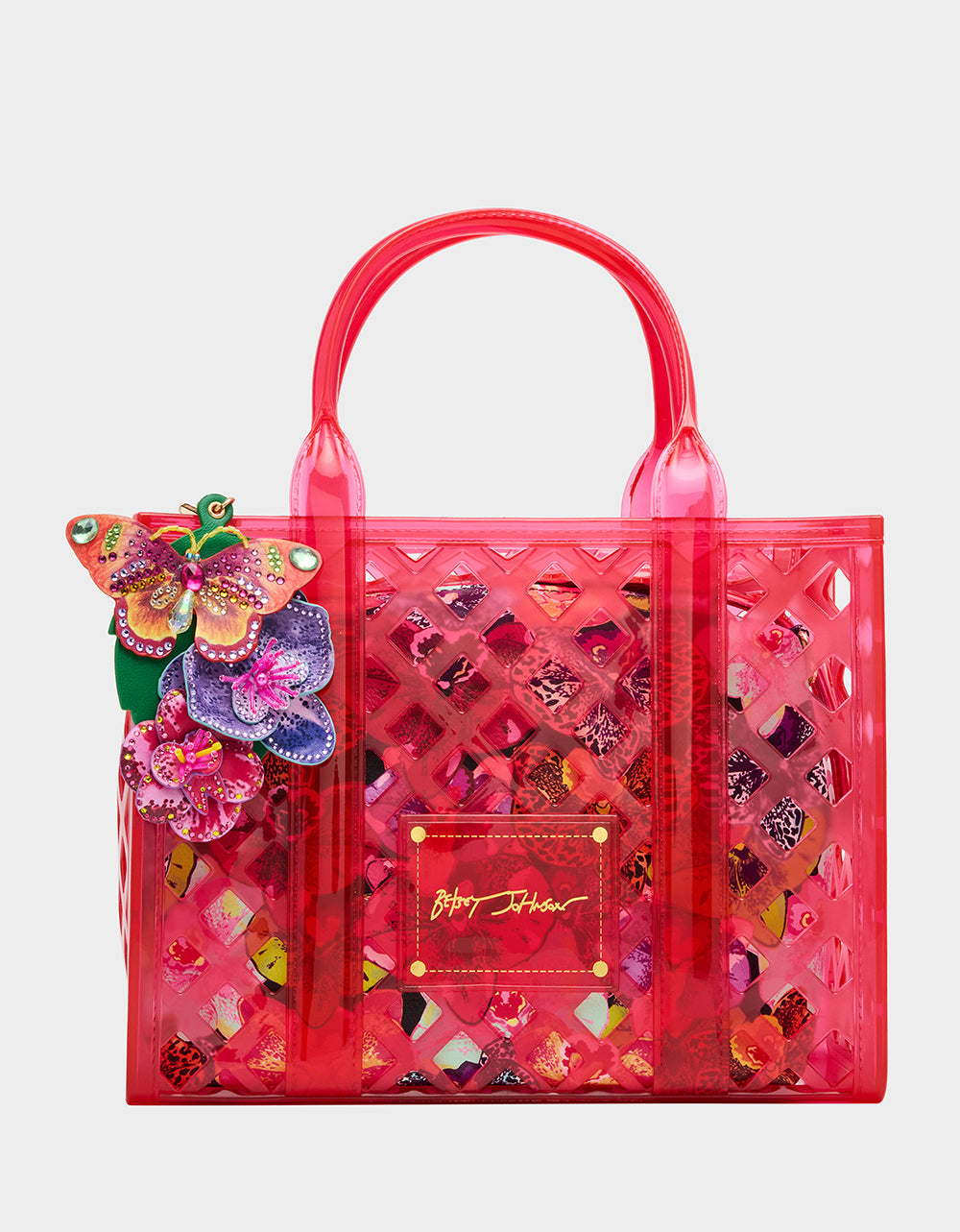 Betsey Johnson Exclusive - JAMMIN CLEAR SATCHEL PINK Women's Tote Crossbody Handbag