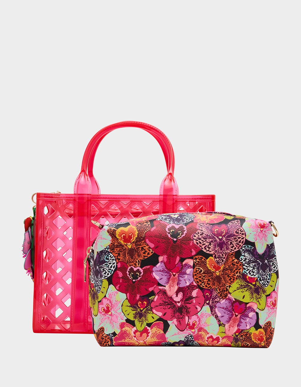 Betsey Johnson Exclusive - JAMMIN CLEAR SATCHEL PINK Women's Tote Crossbody Handbag