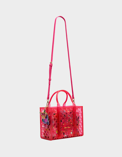Betsey Johnson Exclusive - JAMMIN CLEAR SATCHEL PINK Women's Tote Crossbody Handbag