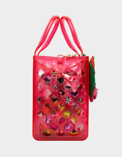 Betsey Johnson Exclusive - JAMMIN CLEAR SATCHEL PINK Women's Tote Crossbody Handbag