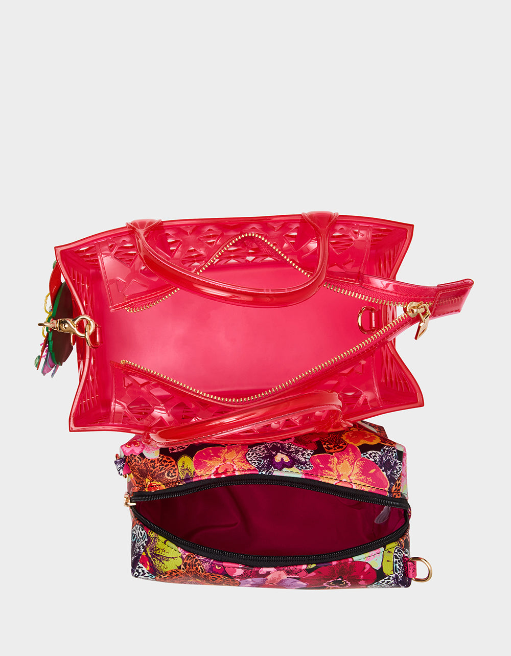Betsey Johnson Exclusive - JAMMIN CLEAR SATCHEL PINK Women's Tote Crossbody Handbag