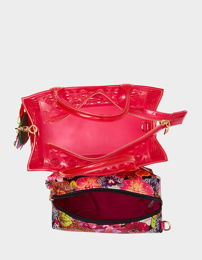 Betsey Johnson Exclusive - JAMMIN CLEAR SATCHEL PINK Women's Tote Crossbody Handbag