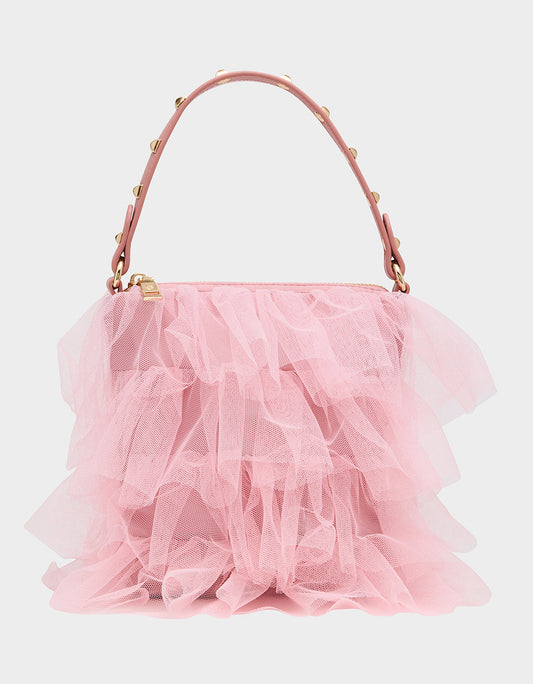 Betsey Johnson Great Value - TUTU PRETTY PINK Women's Studded Shoulder Strap Tulle Crossbody Handbag