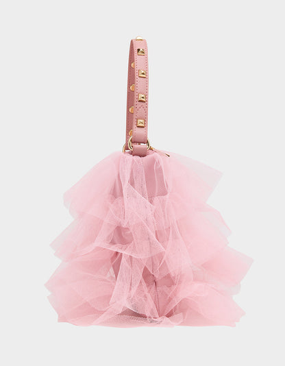 Betsey Johnson Great Value - TUTU PRETTY PINK Women's Studded Shoulder Strap Tulle Crossbody Handbag
