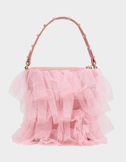 Betsey Johnson Great Value - TUTU PRETTY PINK Women's Studded Shoulder Strap Tulle Crossbody Handbag