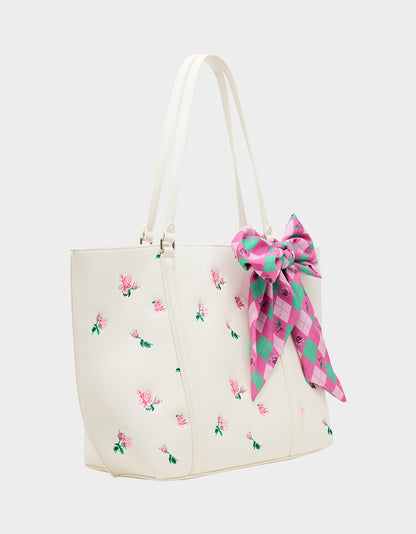 Betsey Johnson Everyday - ROSEBUD TOTE CREAM Flowers Bow Women's Tote Handbag