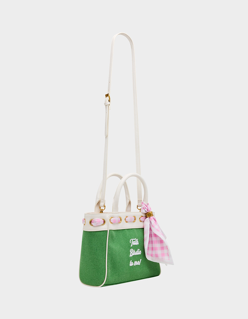 Betsey Johnson Quality - TALK BIRDIE TO ME SATCHEL GREEN Golf-Themed Scarf Detail Women's Satchel Handbag