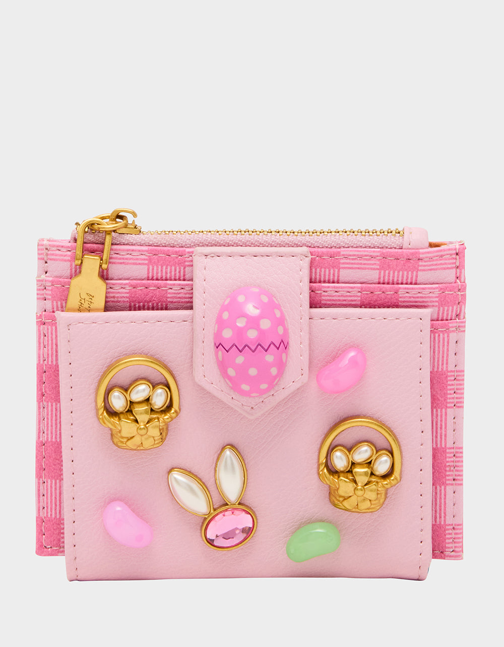 Betsey Johnson Deals - A TISKET A TASKET WALLET PINK MULTI Bifold Easter Women's Wallet
