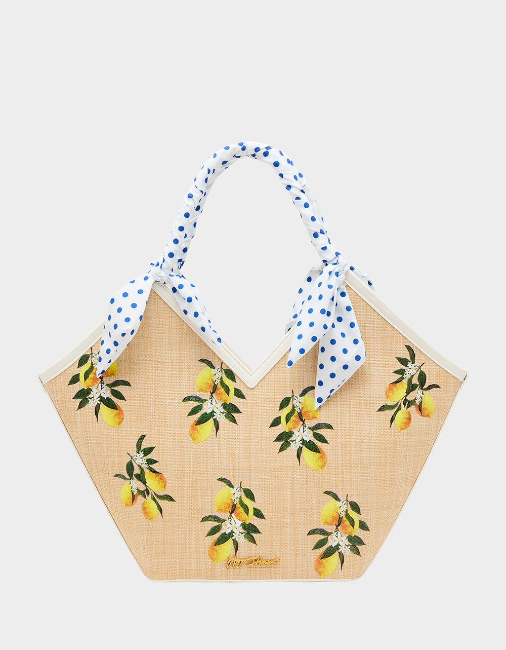 Betsey Johnson Discount - DON'T BE TARTY TOTE NATURAL Lemon Scarf Women's Tote Handbag
