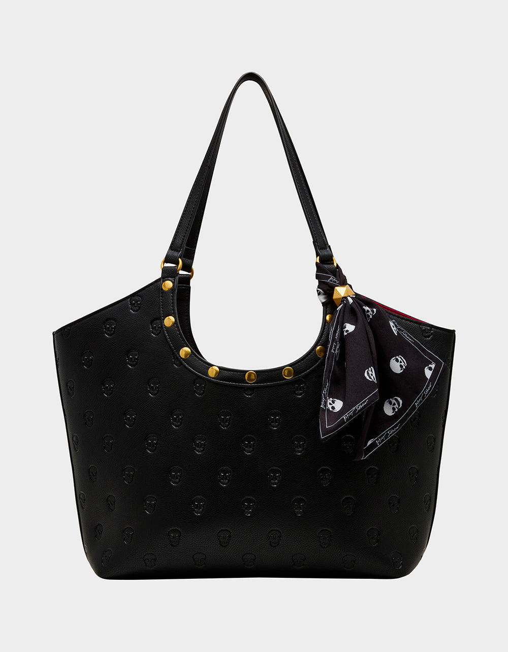 Betsey Johnson Hot Sale - GET AHEAD TOTE BLACK Black Skull Print Tote Bag With Scarf