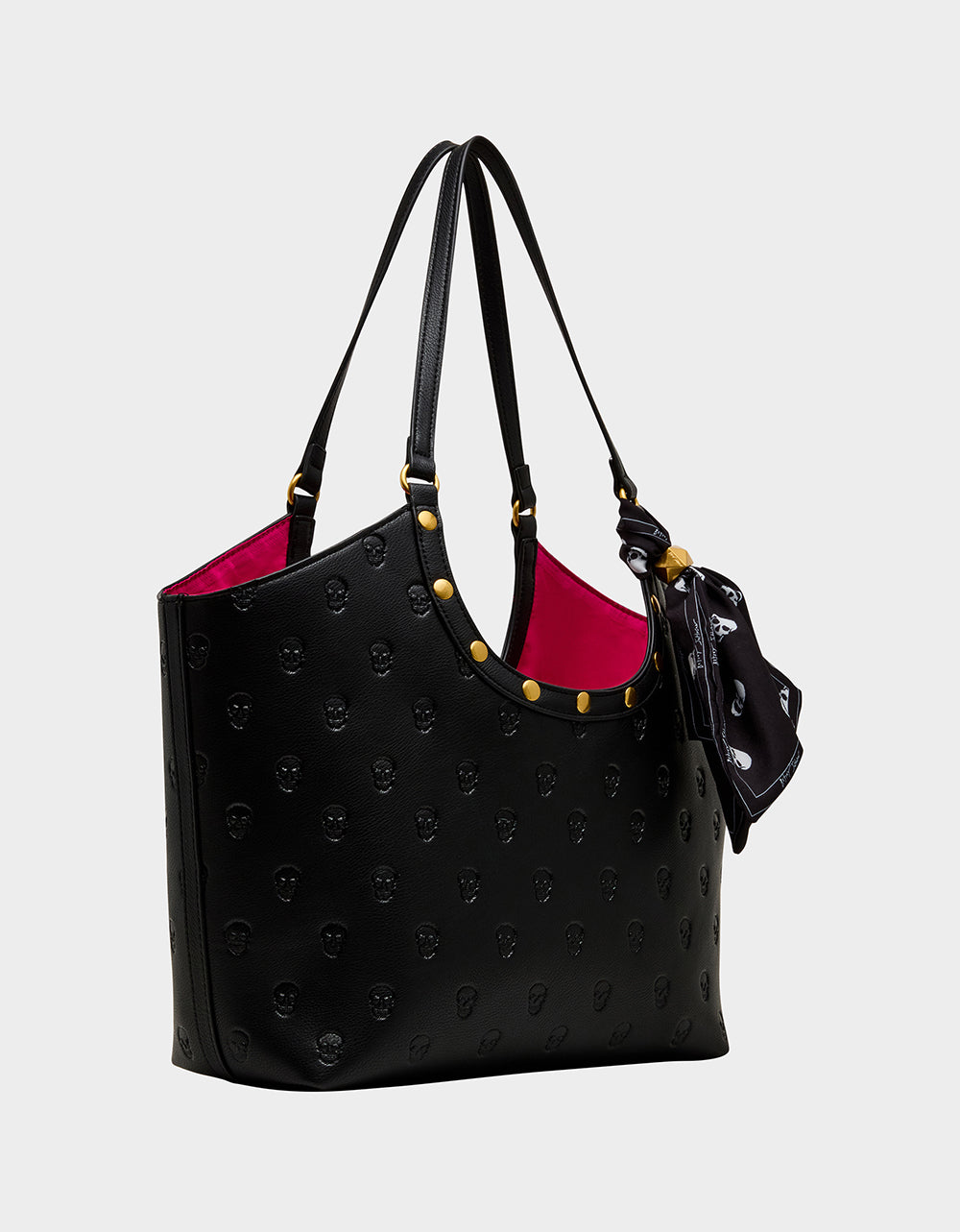 Betsey Johnson Hot Sale - GET AHEAD TOTE BLACK Black Skull Print Tote Bag With Scarf