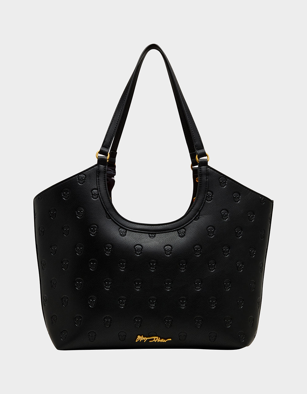 Betsey Johnson Hot Sale - GET AHEAD TOTE BLACK Black Skull Print Tote Bag With Scarf