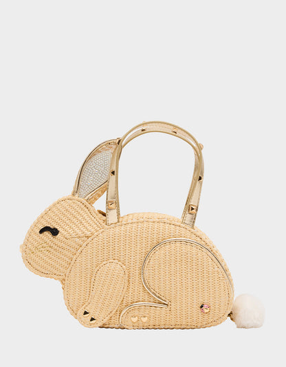 Betsey Johnson Exclusive - HIP-HOP HANDBAG NATURAL Raffia Bunny-Shaped Easter Handbag