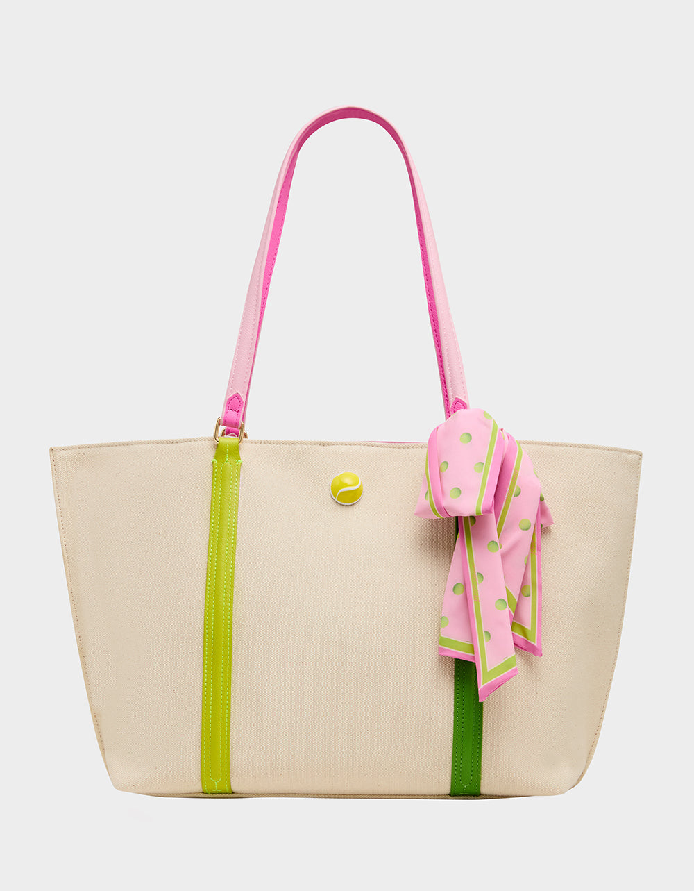 Betsey Johnson Latest - MISS MATCH TOTE NATURAL MULTI Natural Canvas Tennis Tote Sith Scarf