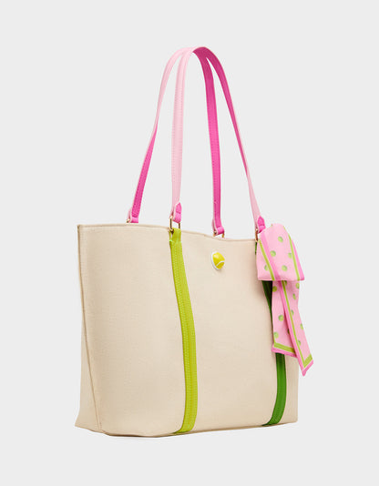 Betsey Johnson Latest - MISS MATCH TOTE NATURAL MULTI Natural Canvas Tennis Tote Sith Scarf