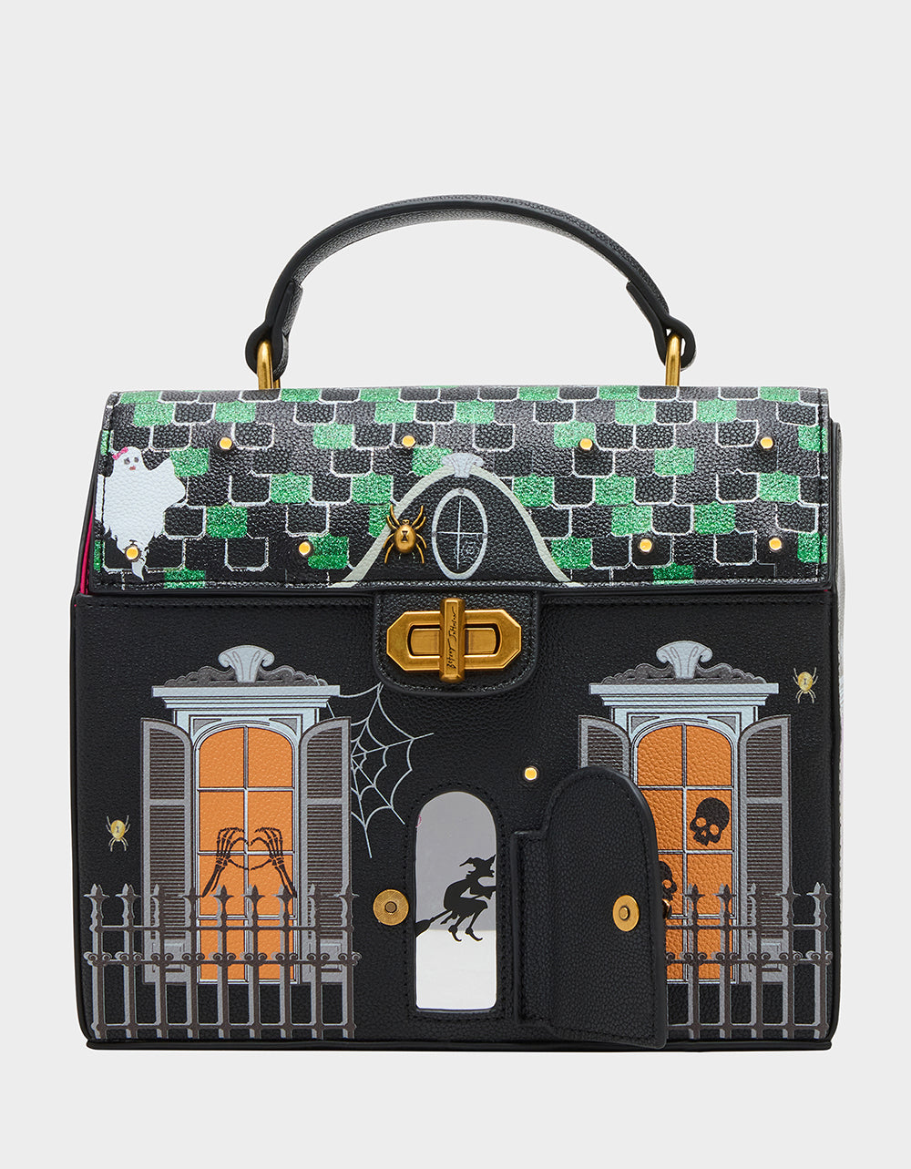 Betsey Johnson Premium - FOREVER HOME BLACK MULTI Women's Halloween-Themed Haunted House Crossbody Handbag