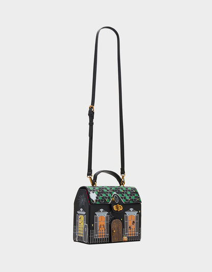 Betsey Johnson Premium - FOREVER HOME BLACK MULTI Women's Halloween-Themed Haunted House Crossbody Handbag