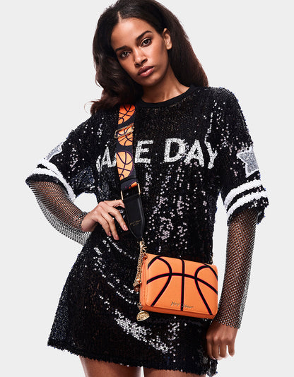 Betsey Johnson Classic - GAME TIME WALLET ON CHAIN ORANGE Women's Basketball Wallet on Chain With Charms