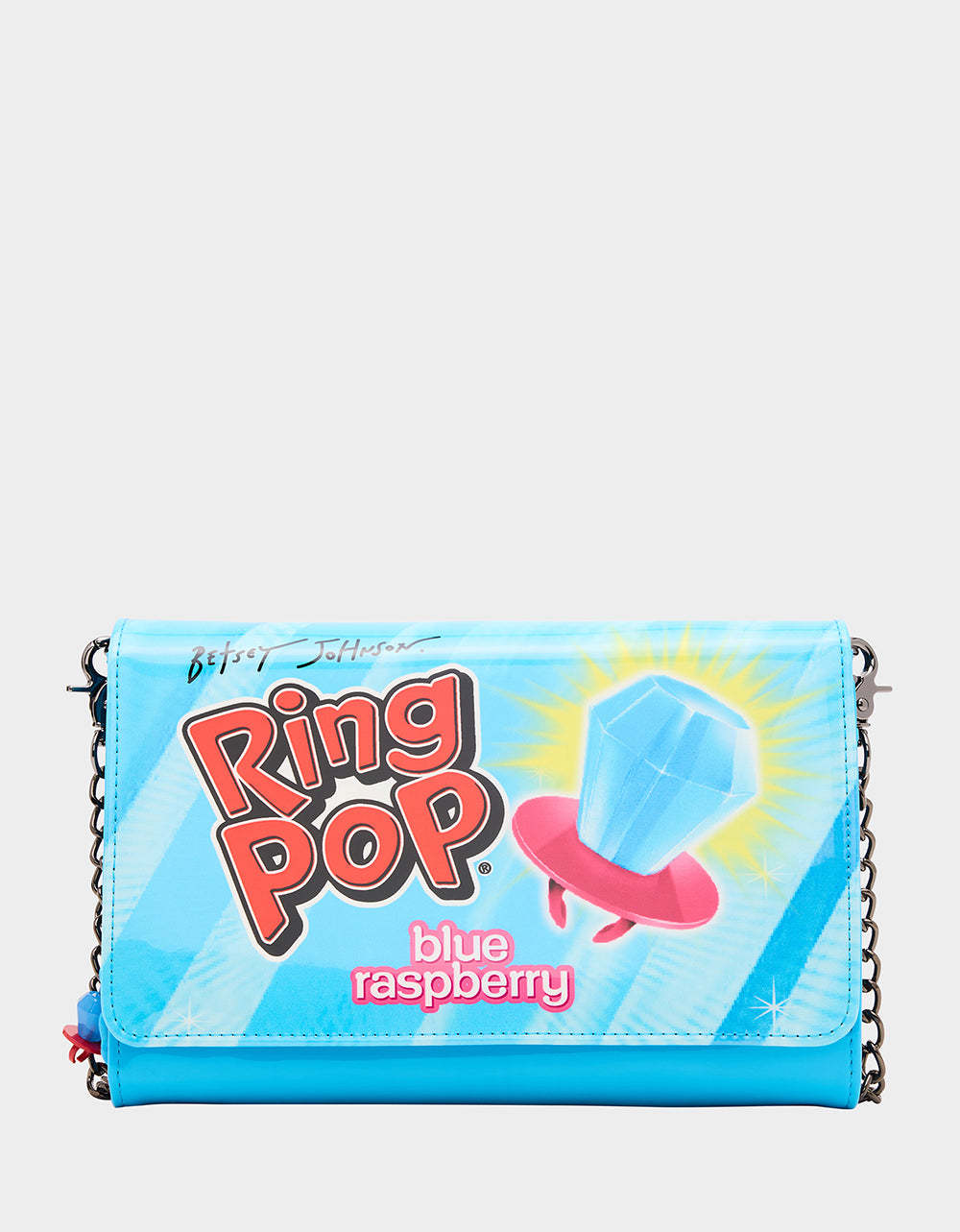 Betsey Johnson Recommended - RING POP PATENT WALLET ON CHAIN BLUE Women's Ring Pop Halloween Wallet
