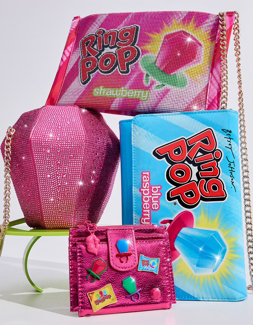 Betsey Johnson Recommended - RING POP PATENT WALLET ON CHAIN BLUE Women's Ring Pop Halloween Wallet
