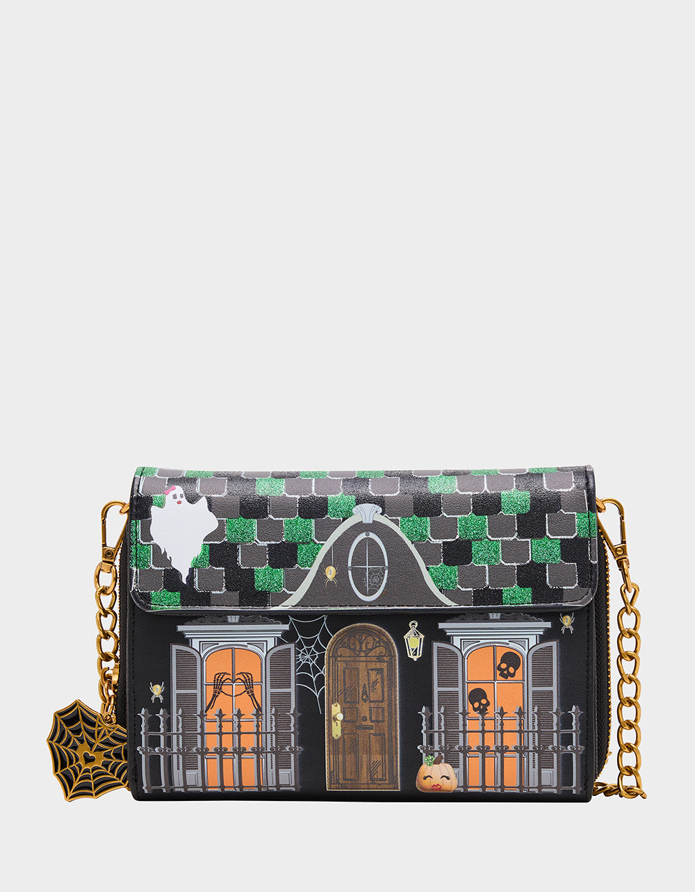 Betsey Johnson Top Pick - FOREVER HOME WALLET ON CHAIN BLACK/MULTI Women's Halloween-Themed House Wallet