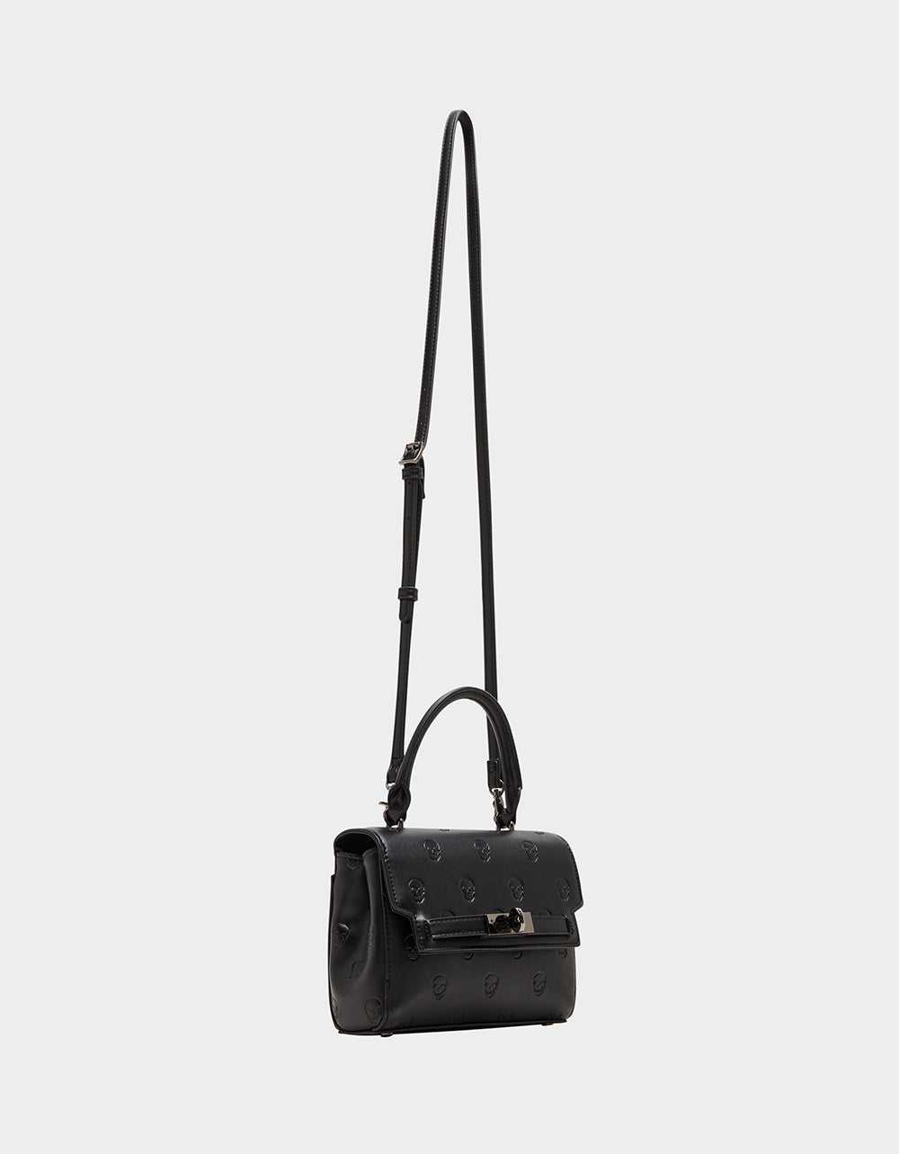 Betsey Johnson Deals - SKULLICIOUS TOP HANDLE BLACK Women's Black Skull Top Handle Handbag with Crossbody Strap