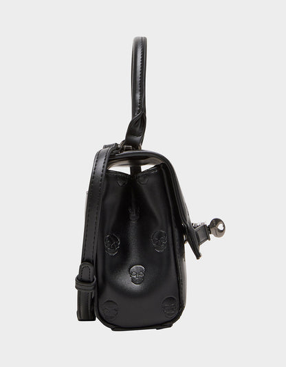 Betsey Johnson Deals - SKULLICIOUS TOP HANDLE BLACK Women's Black Skull Top Handle Handbag with Crossbody Strap